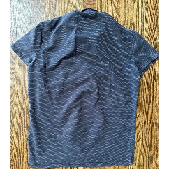 Red Saks Fifth Avenue Mens Polo Sz M Blue Spotted Button Pocket Short Sleeve - Picture 7 of 8